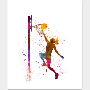 Watercolor basketball player Posters and Art